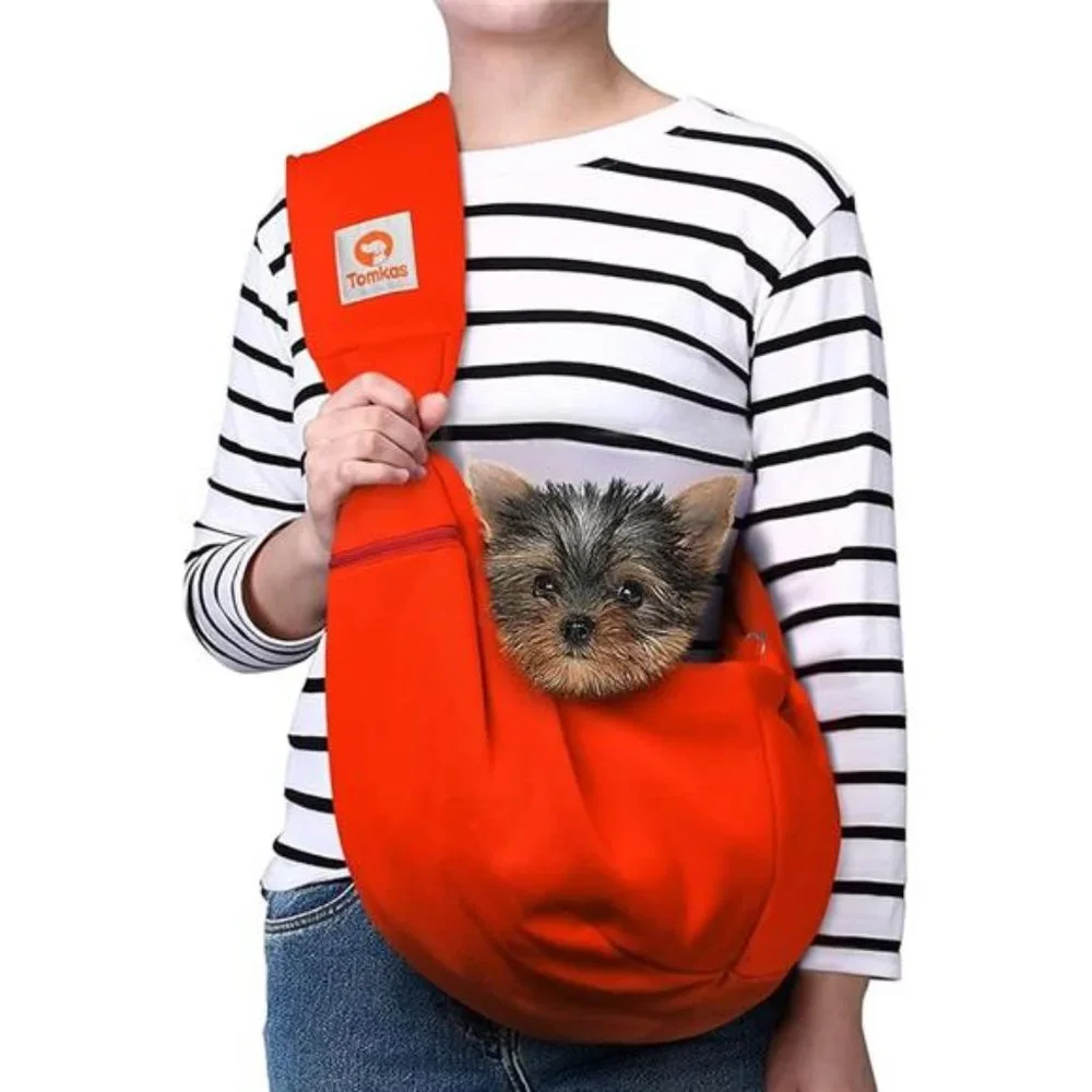 Dog Carrier Sling with Adjustable Buckle Strap & Zip Pocket & Snap Closure